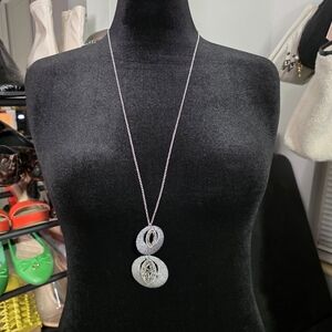 Silver Double Circle Pendant Necklace
